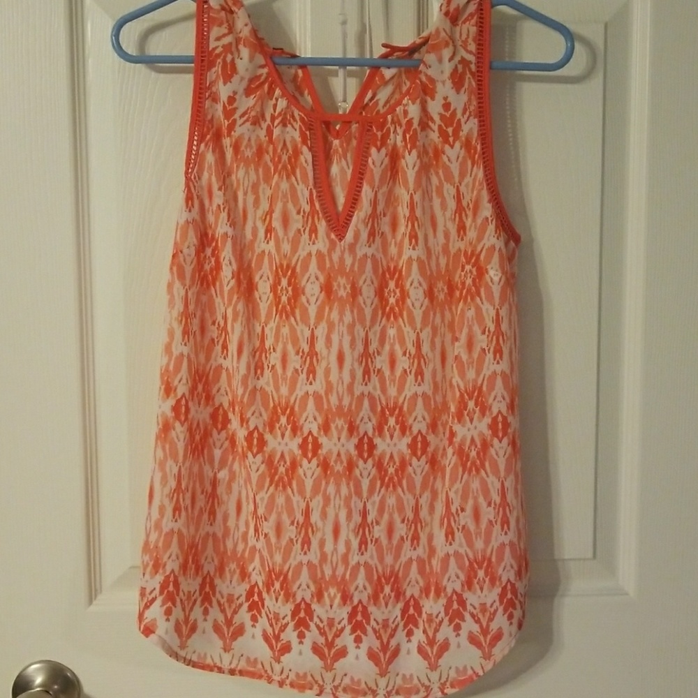 Daniel Rainn Orange and White Sheer Tank with cami